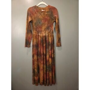 Barbara Lesser Tie Dye Long Sleeve Shirt Dress Waffle Knit Gauze, Women's Size 1